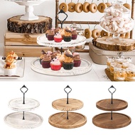 Wood Cupcake Stand 2 Tiers Wood Cupcake Holder Round Tiered Display Stand Detachable for Home Party 