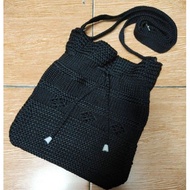 Drawstring Knit Sling Bag / Women 's Sling Bag / Women' S Knit Sling Bag / Knitting Sling Bag