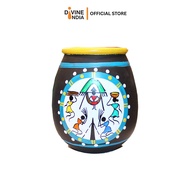Divine India Terracotta Dokra Painting handmade Pen Stand, Desk Organiser