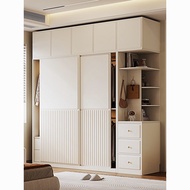 Solid wood particle board milk oil wind sliding door wardrobe universal bedroom white E0 level combi