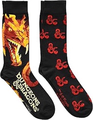Dungeons and Dragons D&D Men's Crew Socks 2 Pair Pack, Multi, 6-12