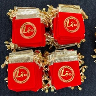 [ Fortune ] 100 Velvet Brocade Bags with Feng Shui Lucky Letters 7x9cm Lucky Red for Coins