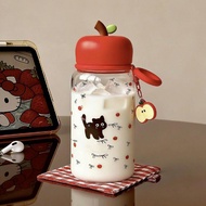 [Taoyuan Shipping] New Style Little Black Cat Water Cup Water Bottle ins Style Portable Cup Transpar