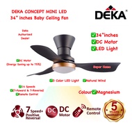 Deka Baby Fan Deka CONCEPT MINI LED (Magnesium) 34 inch 3 Blades DC Motor Ceiling Fan with Remote Control ((3 Color LED Light)) - 14 Speeds (7 Forward + 7 Reverse) - ((New Model))