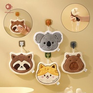 abongsea Kawaii Cartoon Hand Towel Double-layer Coral Velvet Drying Wiping Towels Hanging Style Abso