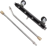 Efficient Pressure Washer Undercarriage Cleaner with 6 Nozzles, 2 Extension Wands, and Swivel Wheel 
