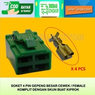 HIJAU 4 PIN LARGE FEMALE GREEN MOTORCYCLE CABLE SOCKET - SOCKET - CABLE SOCKET - 4 PIN - LARGE 4 PIN