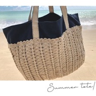 柔軟親膚的鉤針編織手提包，寬敞大容量，充滿海灘度假風情，大容量包款，來自泰國的手工包，海灘包。
