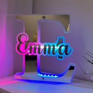 Personalized LED Acrylic Mirror Letter Initial Night Light Name Text LED Lighting Bedroom Wall Decor