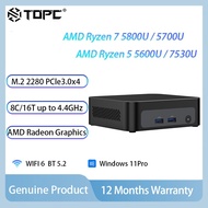 TOPC R7 5800U/5700U /R5 7530U/5600U Mini PC AMD Radeon Graphics Windows Office Desktop Computer