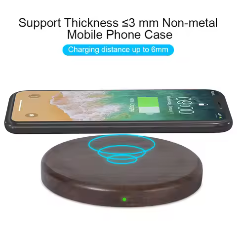 10W 15W Wireless Charger Walnut Wood Grain Slim Wireless Charging for iPhone 17 16 15 14 13 Pro Max