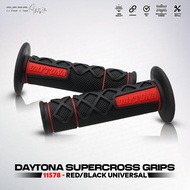 DAYTONA SUPERCROSS GRIP RED/BLACK -11578 ANTI SLIP HANDLE GRIP WITH EMBOSSED DAYTONA FOR UNIVERSAL