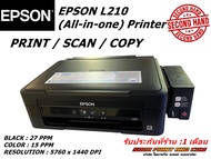 เครื่องปริ้น PRINTER EPSON L210 มือ 2 PRINT / SCAN / COPY BLACK : 27 PPM COLOR : 15 PPM RESOLUTION