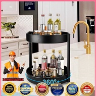 NEMMOSI Stainless Steel Kitchen Storage 2 Layer Rotating Spice Rack - NM2