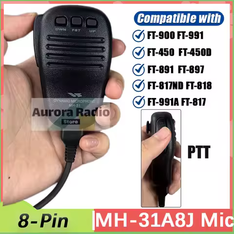 Microphone Speaker Wear-resistant Mic PTT MH-31 A8J Compatible with Yaesu FT 817 857 897 450 FT817 F