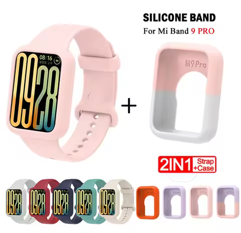 Christmas Silicone strap + protective case For MI Band9 PRO Smart watch Accessories Watch Band Shell