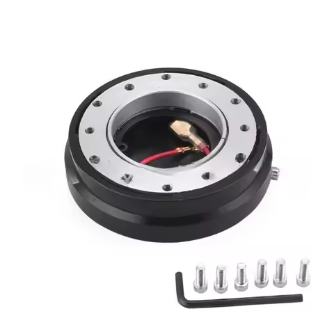 Universal Black Thin Version 6 Hole Steering Wheel Quick Release Snap Off Boss Kit Hub Adapter