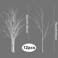 12PCS White Artificial Curly Willow Branches Lifelike Dried Twigs 29.5 Inch Bendable Sticks Stem for