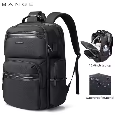 BANGE Sports Backpack 15.6 Anti-wrinkle Waterproof USB Recharging Oxford Backpack Men Fashion Travel