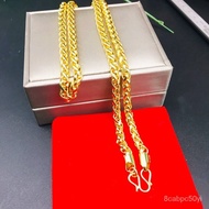 🔥Gold Men's Necklace Chopin Chain Vacuum Gold Twist Gold Color Chain Horsewhip Necklace