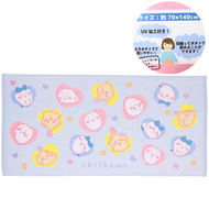 日本進口 - Chiikawa心形款鈕扣大浴巾純棉毛巾