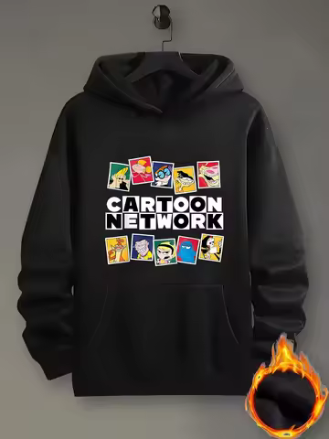 Cartoon Network Men's Hoodie - Blue, Character Print, All-Season Casual Wear
