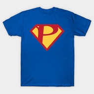 Vintage Superhero Symbol Letter P T-Shirt Authentic Cotton 1 S-5XL Round Neck Korean y2k