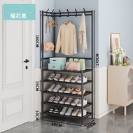 多功能入門鞋架衣帽架一體成型 | 多層簡易鞋架衣帽架 - 5層 60cm 黑色#57132