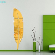 【KC】 DIY Feather Plume 3D Mirror Wall Sticker Living Room Art Home Decor Vinyl Decal 【BK】