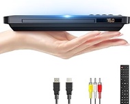 Slim Design DVD Player, Ultra-Thin HDMI AV DVD Players for TV, Region Free &amp; Colourful HD Pixels, Supports USB Playback, NTSC/PAL with DVD Player, Package Comes HDMI &amp; RCA Cables and Remote Control.
