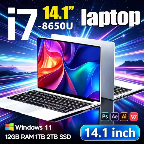 Laptop Intel I7 8650U Windows 11 Pro 14.1 Inch Notebook Computer Gamer 12GB RAM 1TB 2TB SSD PC Gamin