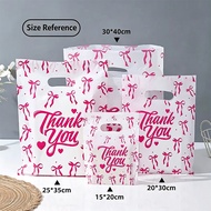 97~100 pcs per pak printed thank you plastic bag high quality makapal for give package pink