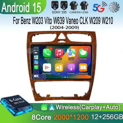 Android 15 Radio Stereo Car Multimedia Player For Mercedes Benz W203 Vito W639 Vaneo CLK W209 W210 C
