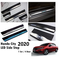 HONDA CITY 2020 2021 2022 ABS Stainless Steel Side Sill Door Step Plate LED Blue Light Lamp
