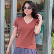 HalloweenÁo thun cổ tim nữ TOLI màu trơn vải cotton 4 chiều mềm mịn dáng suông ôm vừa đủ size [Ti-27