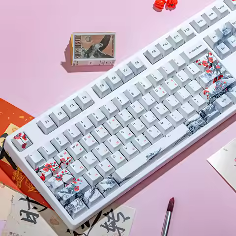 Plum Blossom AZERTY Keycaps Italian Spanish Nordic Korean Keycap QWERTZ PBT Cherry Profile ISO Layou