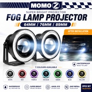 Car Universal Fog Lamp COB LED Angle Eyes Helo Ring COB Projector Fog Lamp Spot Lights White Signal