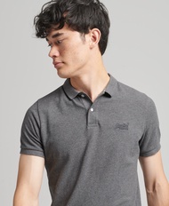 Superdry Classic Pique Polo Shirt - Rich Charcoal Marl