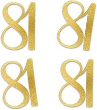 Gold Glitter 81 Cut-Out Numbers, 81st Birthday Party Anniversary Decorations DIY Essentials