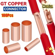 DALIA 100Pcs GT Copper Terminal Connecting Tube, Hole Passing GT-1/1.5/2.5/4/6/10/16/25 Wire Termina
