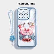 YBD Casing For Honor X6C X5B Plus X6A Plus X6B Plus X6S X6 X7C 200 Smart INS Butterfly Flowers Strap