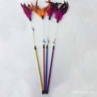 Colorful Rod Spring Bell Feather Cat Teaser Wand Cat Teaser Wand Feather Wand Cat Teaser Rod Cat Toy