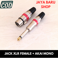 jack mic xlr female plus akai 65mm mono sepasang