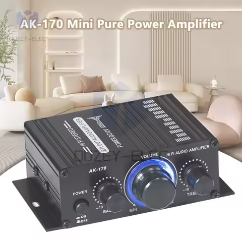 AK-170 Mini Compact Pure Amplifier 2.0 Channel Hi-Fi Stereo Audio Power Amplifier DC12V Home Digital