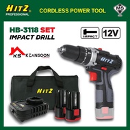 HITZ HB-3318 12V CORDLESS IMPACT DRILL 2 BATTERY HS-3150 & 1 FAST CHARGER HS-3150 (HB-0312)