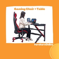 Gaming Chair + Gaming Table Set Office Work Table Laptop Table Desk Chair Permainan Meja Dan Kerusi Furniture