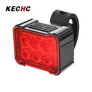 KECHc ไฟท้ายจักรยานด้านหน้าแบบชาร์จไฟได้สำหรับขี่จักรยาน USB ไฟจักรยานเสือหมอบหลายโหมดไฟเตือนด้านหลังเพื่อความปลอดภัยในการขับขี่กลางคืน