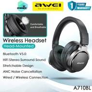 Awei A710BL ANC Wireless Headset ANC Noise Cancellation Wired Headphone Earphone Awei Bluetooth Head