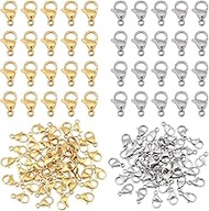 PH PandaHall 100pcs 2 Colors Stainless Steel Lobster Claw Clasps Jewelry Lobster Clasp Necklace Clas