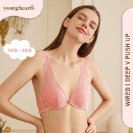 Young Hearts Ethereal Beauty Deep-V Wired Push-Up Lace Bra Y23-20271